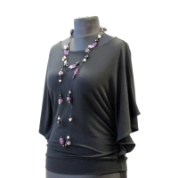 Bluzeczka Diana z pięknymi falbaniastymi rękawami - czarna